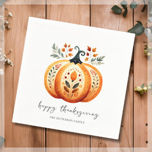 Boho Folk Pumpkin Thanksgiving Napkin
