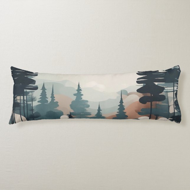 Boho Forest Landscape Artwork Body Cushion (Front)