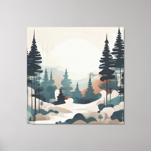 Boho Forest Landscape Artwork Canvas Print