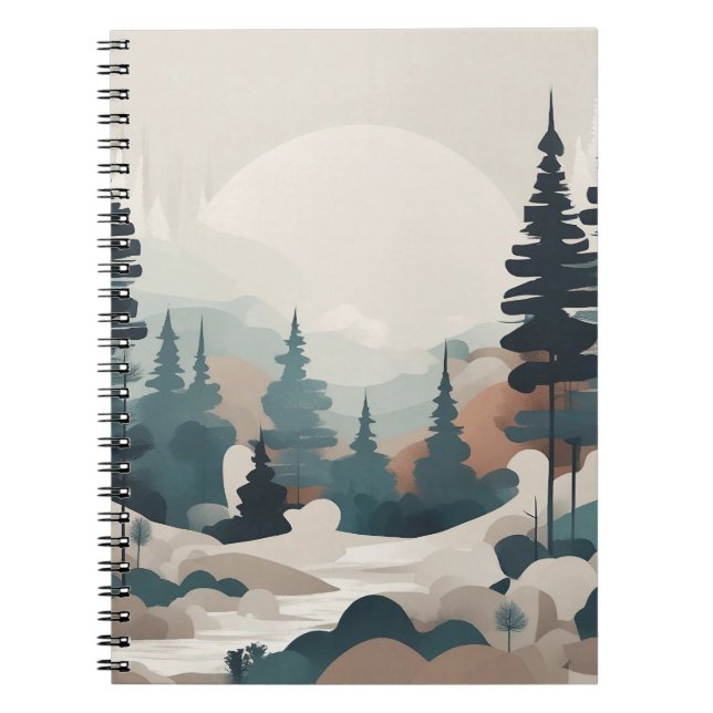 Boho Forest Landscape Artwork Notebook (Front)