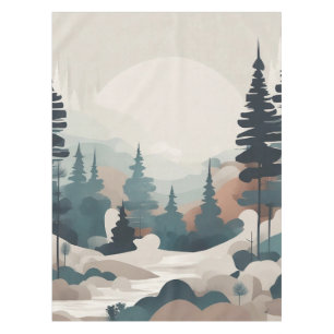 Boho Forest Landscape Artwork Tablecloth