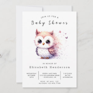 Boho Forest Owl Baby Shower Invitation