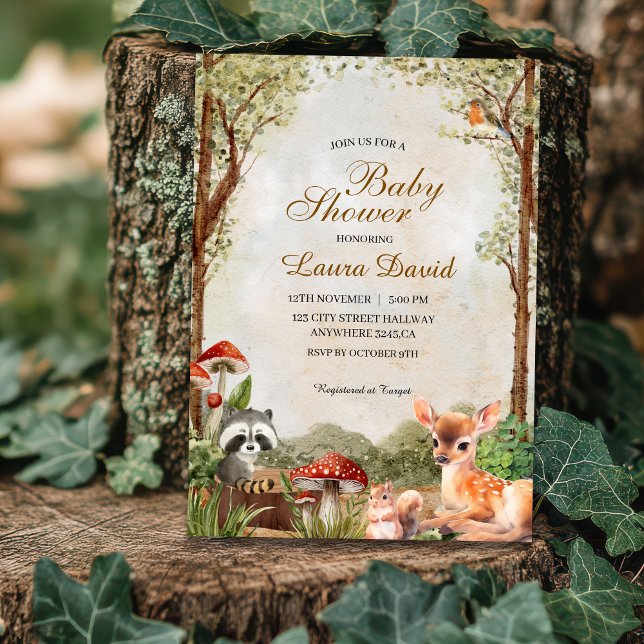 Boho forest Woodland animals Rustic Baby Shower  Invitation (Creator Uploaded)