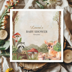 Boho forest Woodland animals Rustic Baby Shower  Napkin