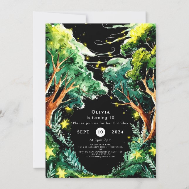 Boho Forest Woodland Birthday Invitation (Front)