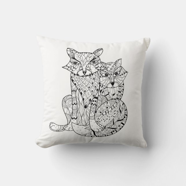 Boho Fox Doodle Cushion (Front)