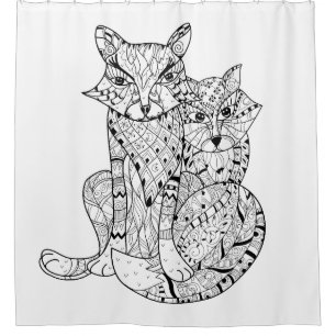 Boho Fox Doodle Shower Curtain