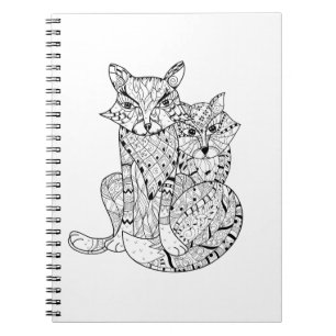 Boho Fox Doodle Spiral Notebook