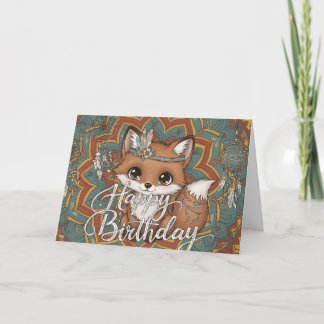 Boho Fox Happy Birthday Card