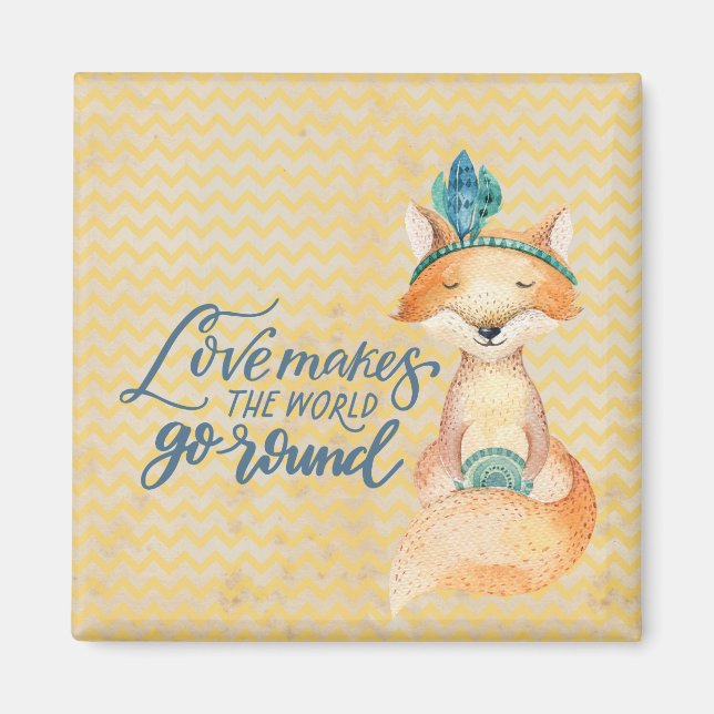 Boho Fox Love Quote Magnet (Front)