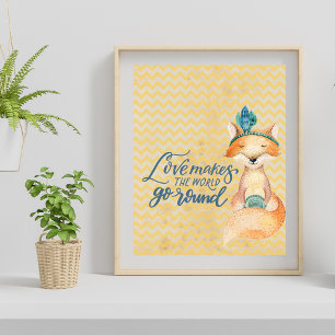 Boho Fox Love Quote  Poster