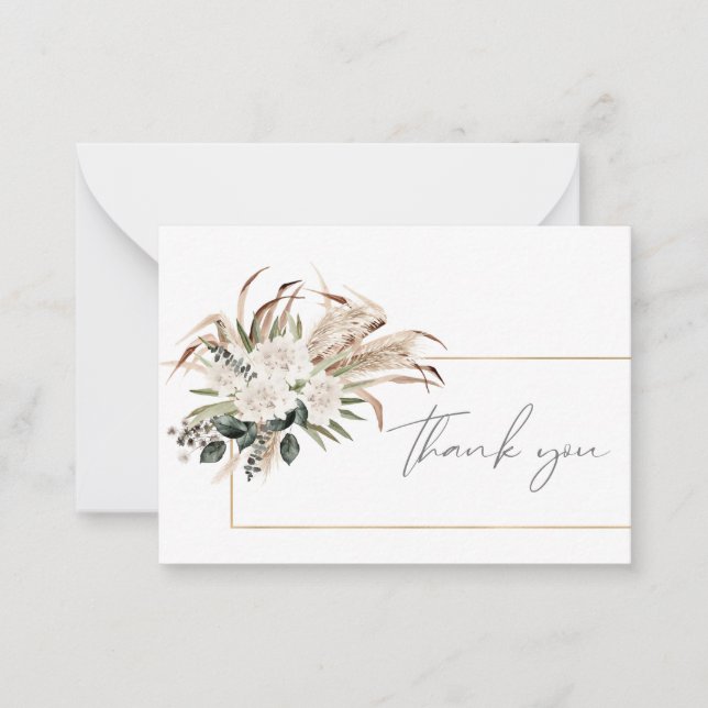 Boho Frame Palm Pampas & Beige Floral Card (Front)