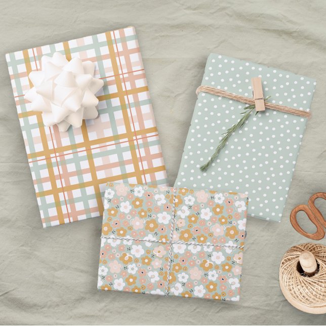 Boho Free Spirit Floral Pastel Fun Wrapping Paper Sheet (Creator Uploaded)