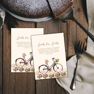 Boho French Floral Bicycle Books For Baby shower Enclosure Card