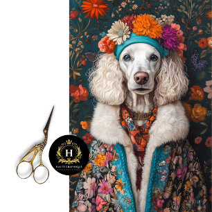 Boho French Poodle Portrait Decoupage Tissue Paper