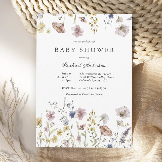 Boho Fresh Wildflowers Baby Shower Invitation (Creator Uploaded)