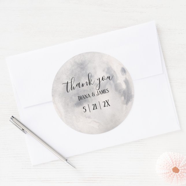 Boho Full Moon Wicca Handfasting Thank You Classic Round Sticker (Envelope)