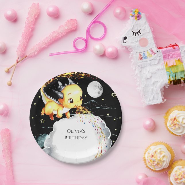 Boho Fun Dragon Birthday Paper Plate (Party)