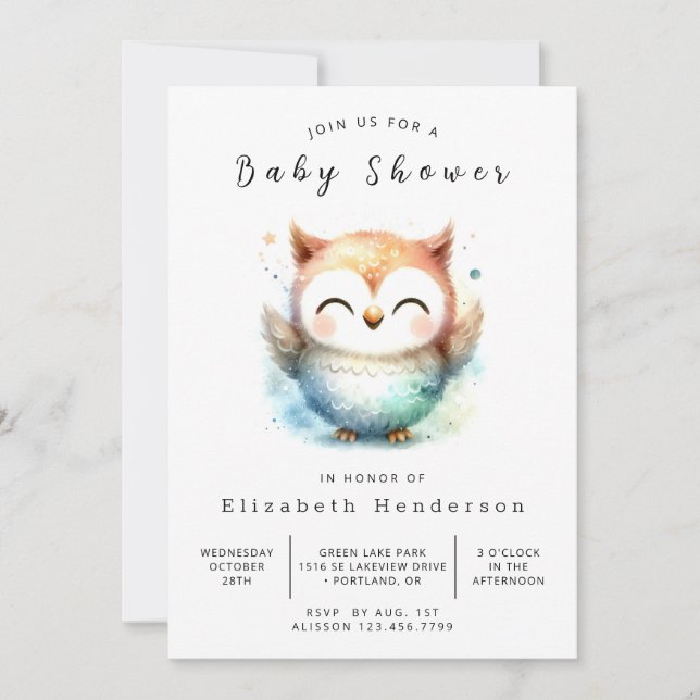 Boho Fun Owl Baby Shower Invitation (Front)