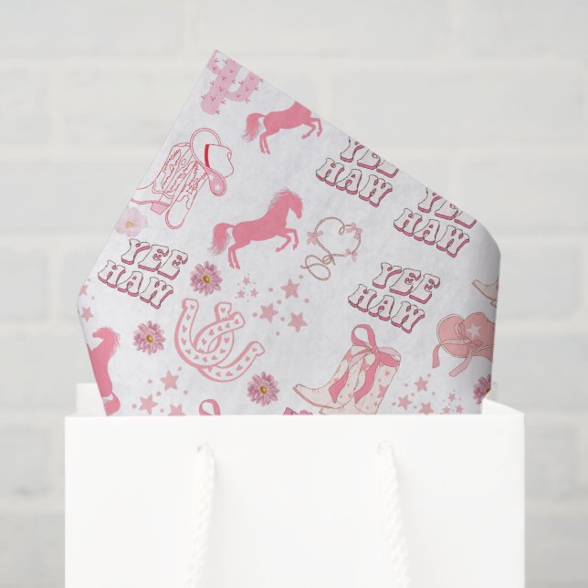  boho fun pink cowgirl western pattern  tissue paper (Gift Bag)