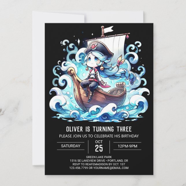 Boho Fun Pirate Birthday Invitation (Front)