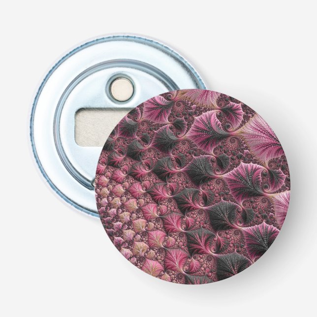 Boho Funky Eclectic Pink Black Abstract Fractal Bottle Opener (Front)