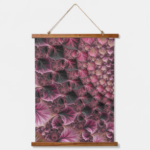Boho Funky Eclectic Pink Black Abstract Fractal Hanging Tapestry