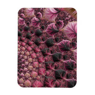 Boho Funky Eclectic Pink Black Abstract Fractal Magnet
