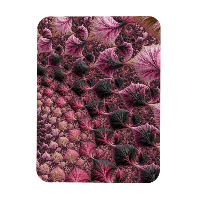 Boho Funky Eclectic Pink Black Abstract Fractal Magnet (Vertical)