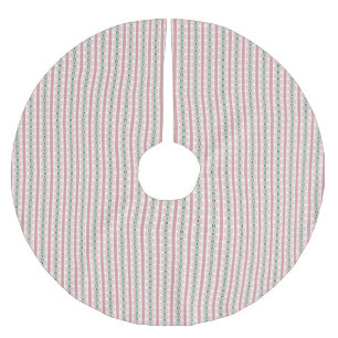 Boho Funky Retro Eclectic Pastel Christmas Stripe Brushed Polyester Tree Skirt