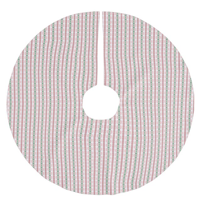 Boho Funky Retro Eclectic Pastel Christmas Stripe Brushed Polyester Tree Skirt (Front)