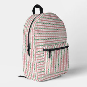 Boho Funky Retro Eclectic Pastel Christmas Stripe Printed Backpack
