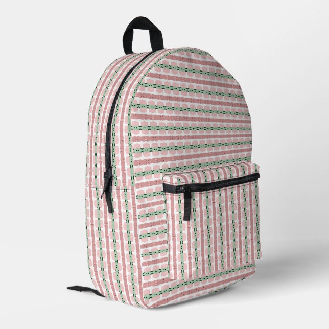 Boho Funky Retro Eclectic Pastel Christmas Stripe Printed Backpack (Back Corner Left)