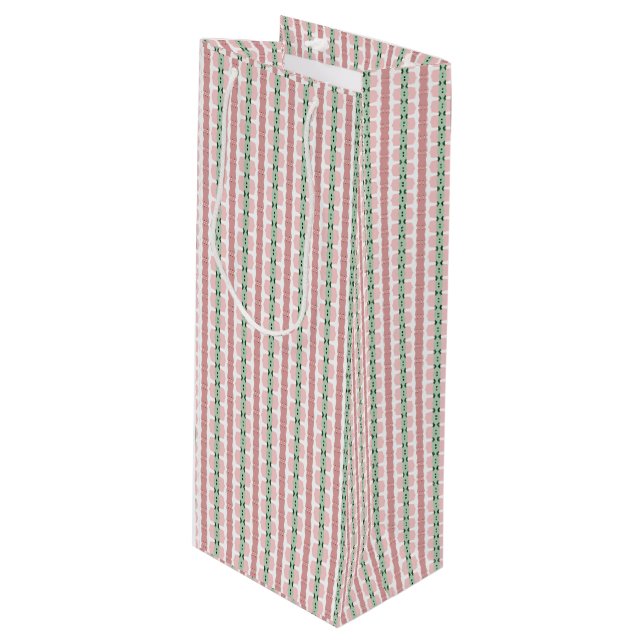 Boho Funky Retro Eclectic Pastel Christmas Stripe Wine Gift Bag (Front Angled)