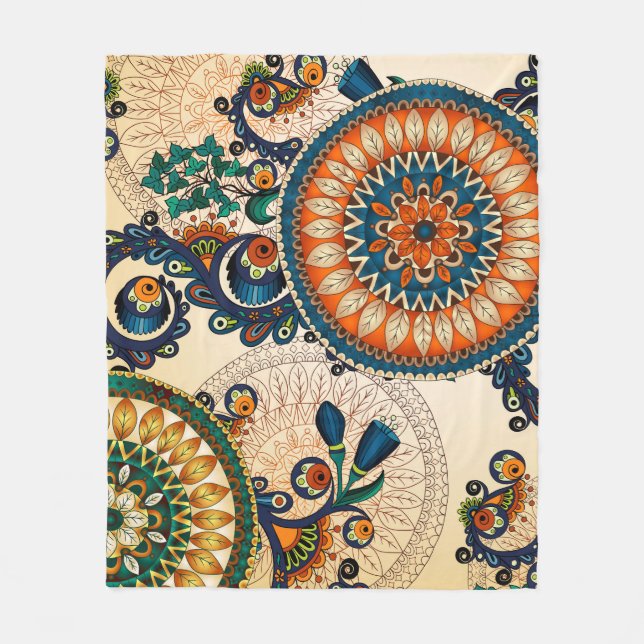 Boho Funky Trendy Retro Abstract Pattern Fleece Blanket (Front)