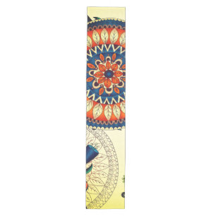 Boho Funky Trendy Retro Abstract Pattern Medium Table Runner