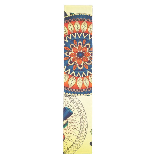 Boho Funky Trendy Retro Abstract Pattern Medium Table Runner (Front)