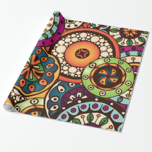 Boho Funky Trendy Retro Abstract Pattern Wrapping Paper