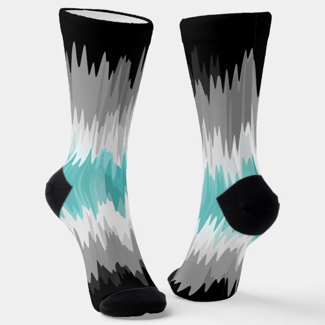 Boho Funky Wavy Abstract Libramaculine Pride Flag Socks (Angled)