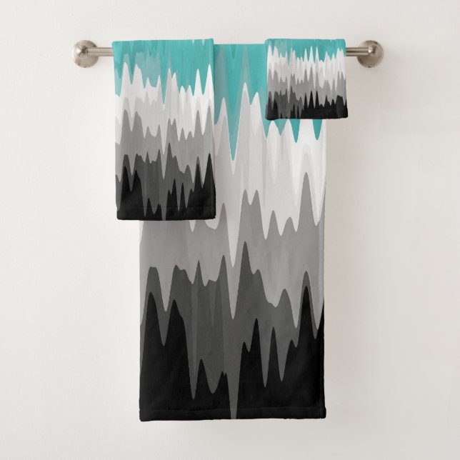 Boho Funky Wavy Abstract Libramasculine Pride Flag Bath Towel Set (Insitu)