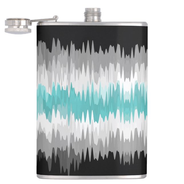 Boho Funky Wavy Abstract Libramasculine Pride Flag Hip Flask (Opened)