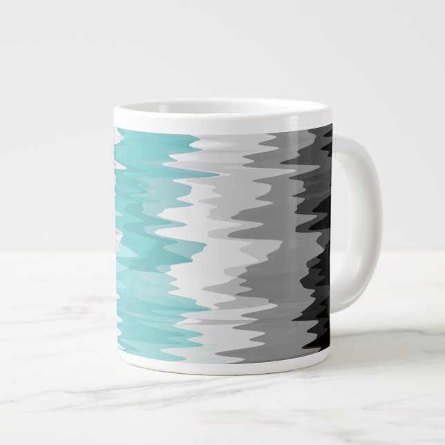 Boho Funky Wavy Abstract Libramasculine Pride Flag Large Coffee Mug (Front Right)