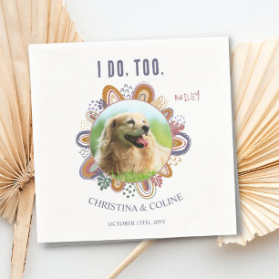 Boho Funny Pet Dog Cat Photo Personalised Wedding  Napkin