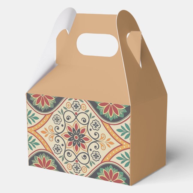 Boho Garden Favour Box – Bold Floral Front, Sand (Front)