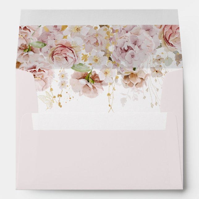 Boho garden floral elegant wedding envelope (Back (Bottom))