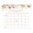 Boho garden floral Guess the due Date calendar