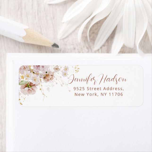 Boho garden floral Return Address  Label (Insitu)