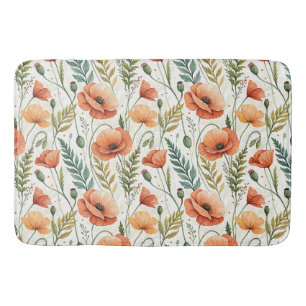 Boho Garden of Beautiful Poppies Bath Mat