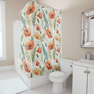 Boho Garden of Beautiful Poppies Shower Curtain