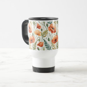 Boho Garden of Beautiful Poppies Travel Mug